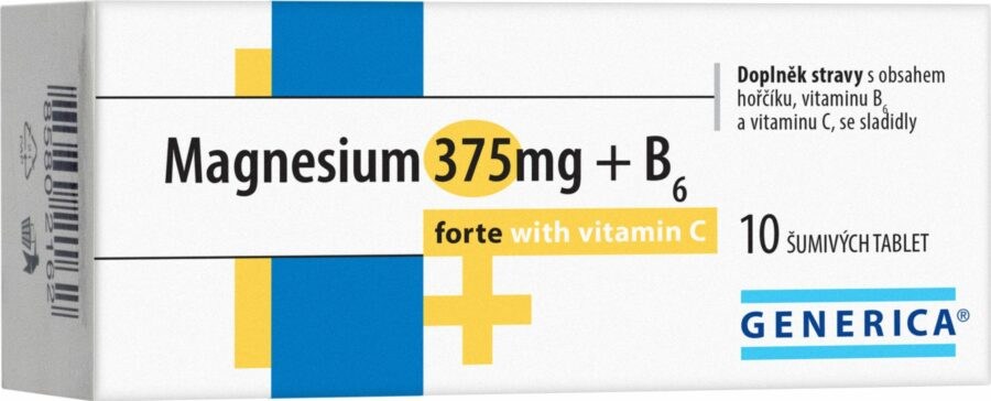 Generica Magnesium 375 mg + B6 forte + vitamin C 10 šumivých tablet