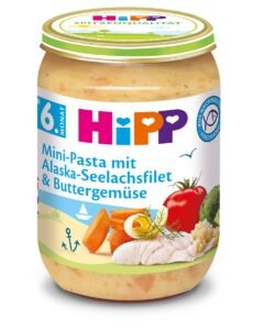 Hipp BABY MENU BIO Mini těstoviny s aljašskou treskou v máslové zelenině 190 g