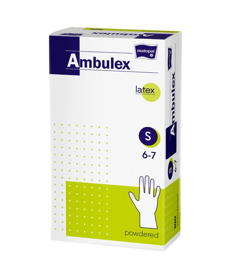 Ambulex Latexové rukavice pudrované nesterilní vel. S 100 ks