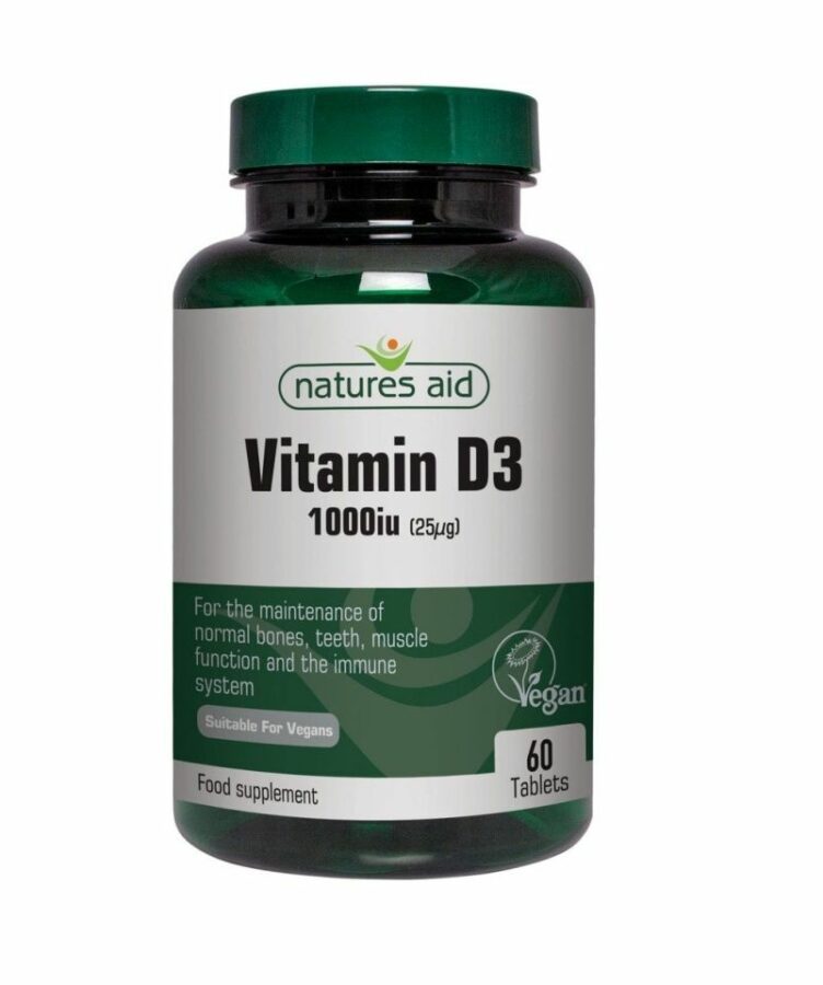 Natures Aid Vitamín D3 Vegan 1000 IU 60 tablet
