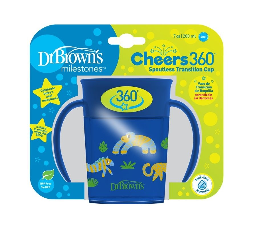 Dr.Browns Hrnek Cheers360 Jungle s držadly 6m+ 200 ml 1 ks modrý