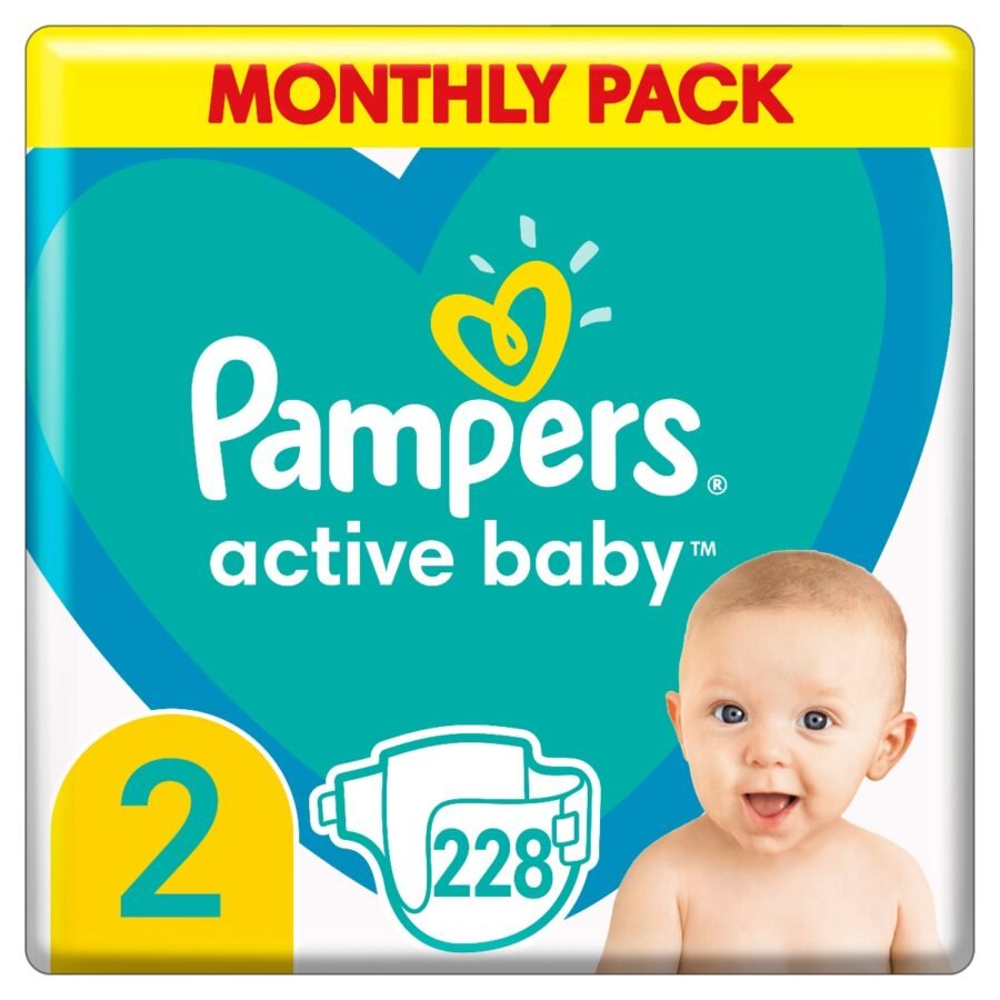 Pampers Active Baby vel. 2 Monthly Pack 4-8 kg dětské pleny 228 ks