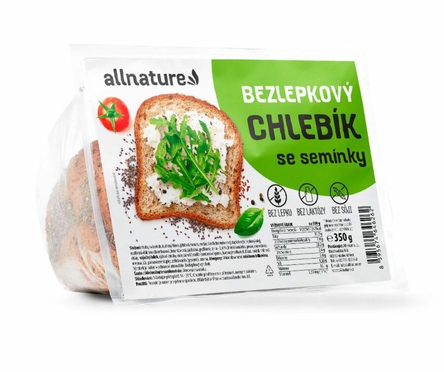 Allnature Bezlepkový chlebík se semínky 350 g