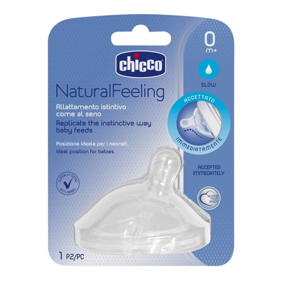 Chicco Natural Feeling Dudlík na láhev silikonový pomalý průtok 1 ks