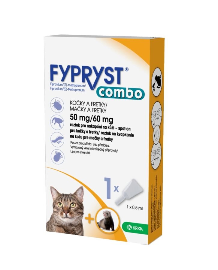 Fypryst Combo spot-on pro kočky a fretky 50 mg/60 mg roztok pro nakapání na kůži 1x0