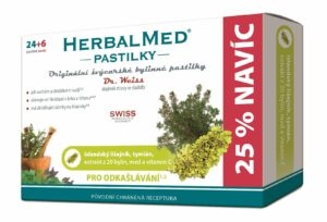 Dr. Weiss HerbalMed Islandský lišejník + tymián + med + vitamin C 24+6 pastilek