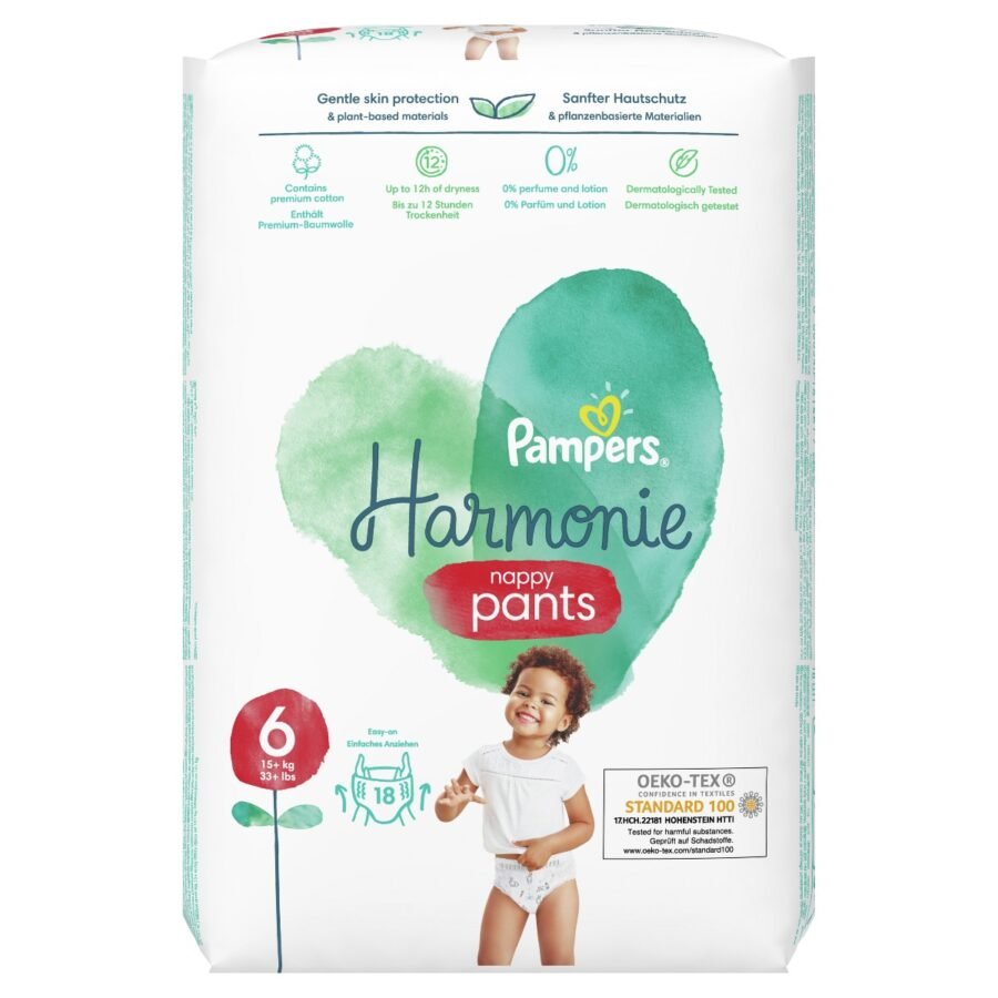Pampers Harmonie Pants vel. 6 15 kg+ dětské plenkové kalhotky 18 ks
