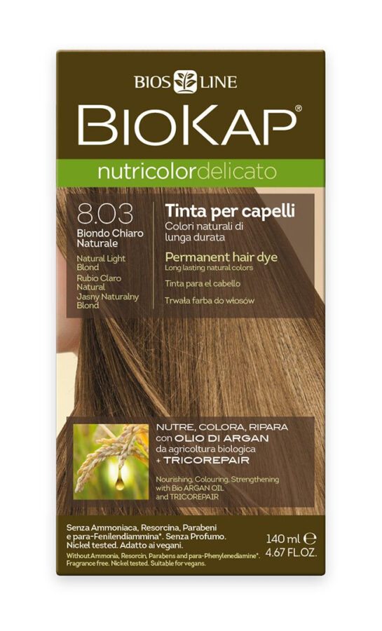BIOKAP Nutricolor Delicato 8.03 Blond přírodní světlá barva na vlasy 140 ml