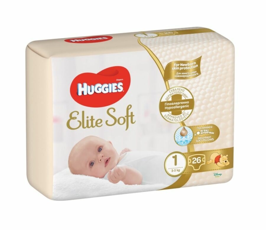 Huggies Elite Soft 1 2-5 kg dětské pleny 26 ks