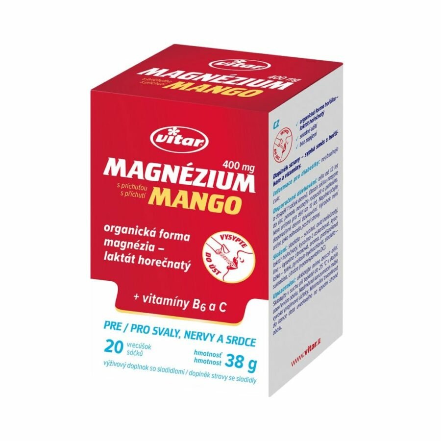 Vitar Magnezium Mango 400 mg + vitamin B6 + vitamin C 20 sáčků