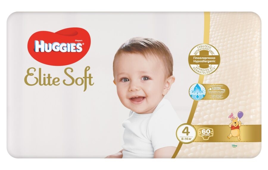 Huggies Elite Soft 4 8–14 kg dětské pleny 60 ks