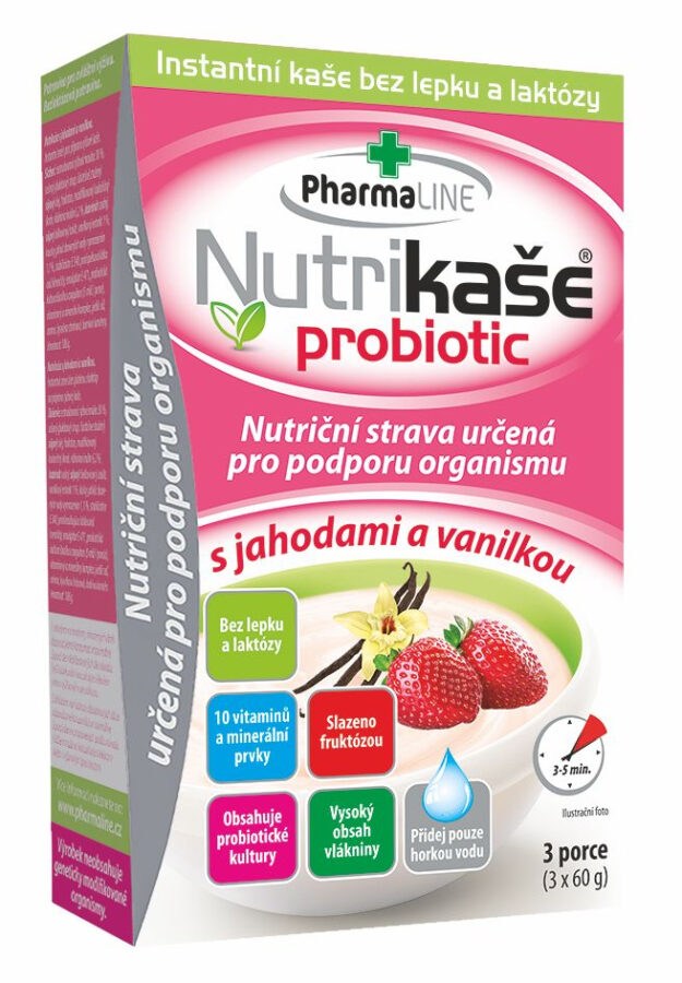 Nutrikaše probiotic s jahodami a vanilkou 3x60 g