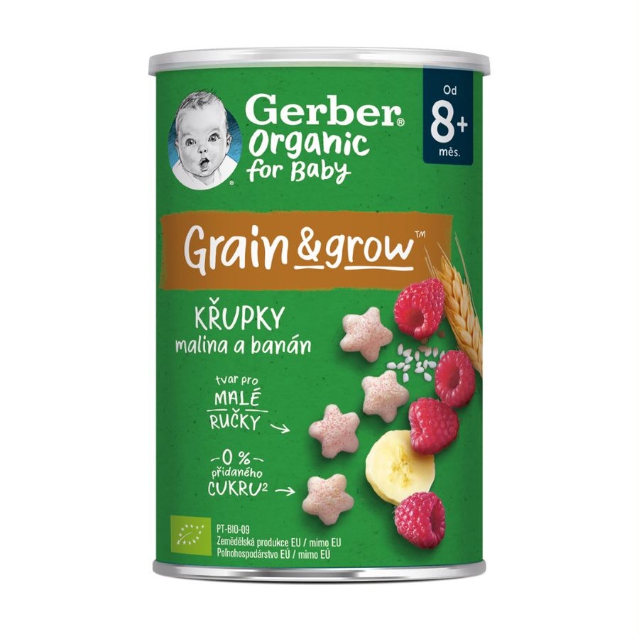 Gerber Organic for Baby Křupky s malinou a banánem BIO 8m+ 35 g