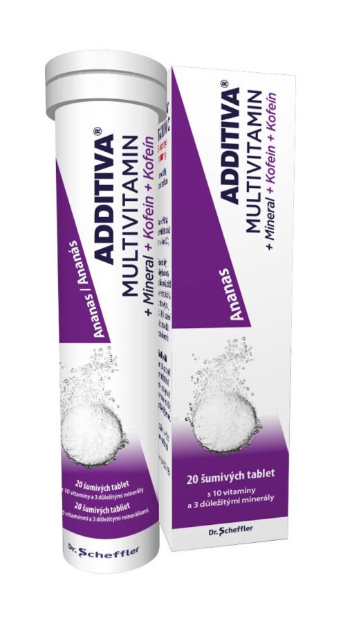 Additiva Multivitamin + Mineral + Kofein ananas 20 šumivých tablet