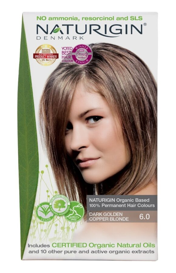 NATURIGIN Organic Based 100% Permanent Hair Colours Dark Golden Copper Blonde 6.0 barva na vlasy 115 ml