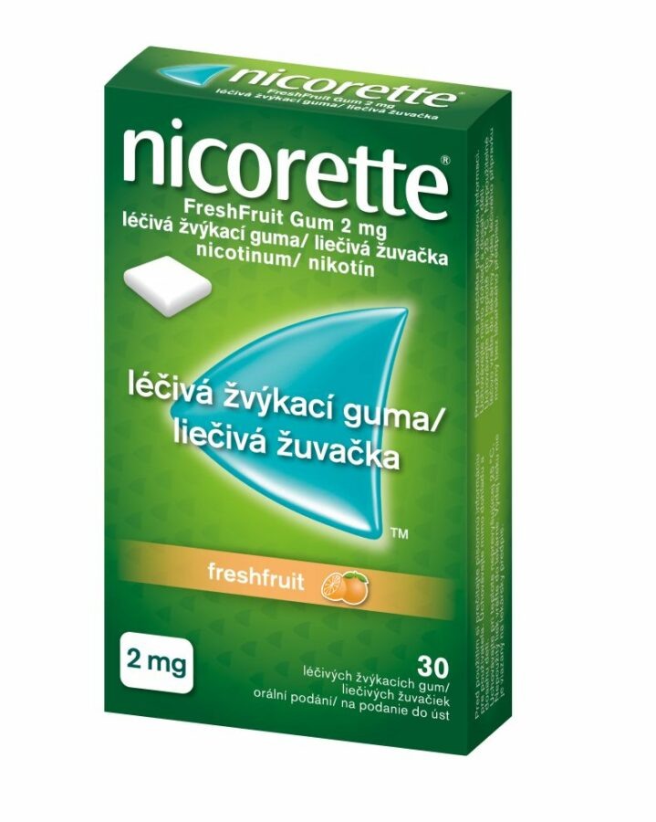 Nicorette FreshFruit Gum 2 mg léčivá žvýkací guma 30 žvýkaček
