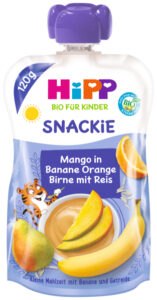 Hipp BIO SNACKIE hruška-pomeranč-mango-banán-rýže 120 g