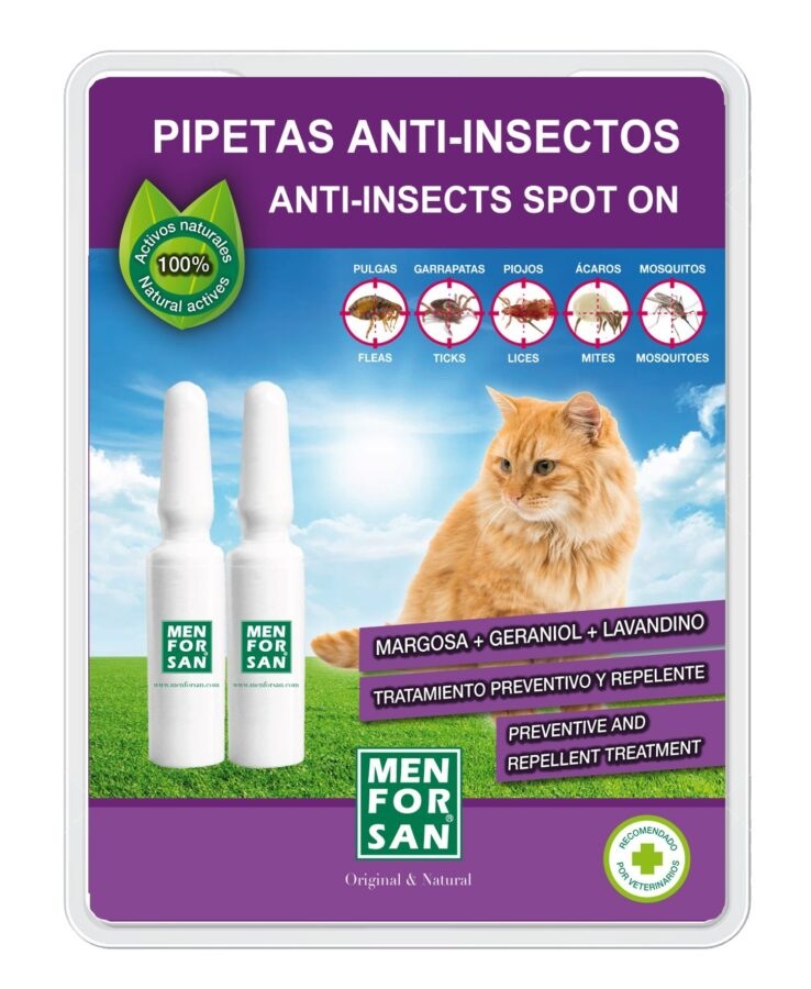 Menforsan Antiparazitní pipety proti blechám a klíšťatům pro kočky 2 x 1