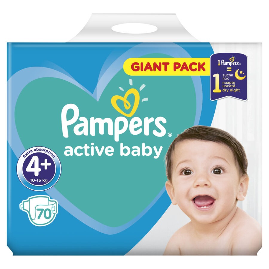 Pampers Active Baby vel. 4+ Giant Pack 10-15 kg dětské pleny 70 ks