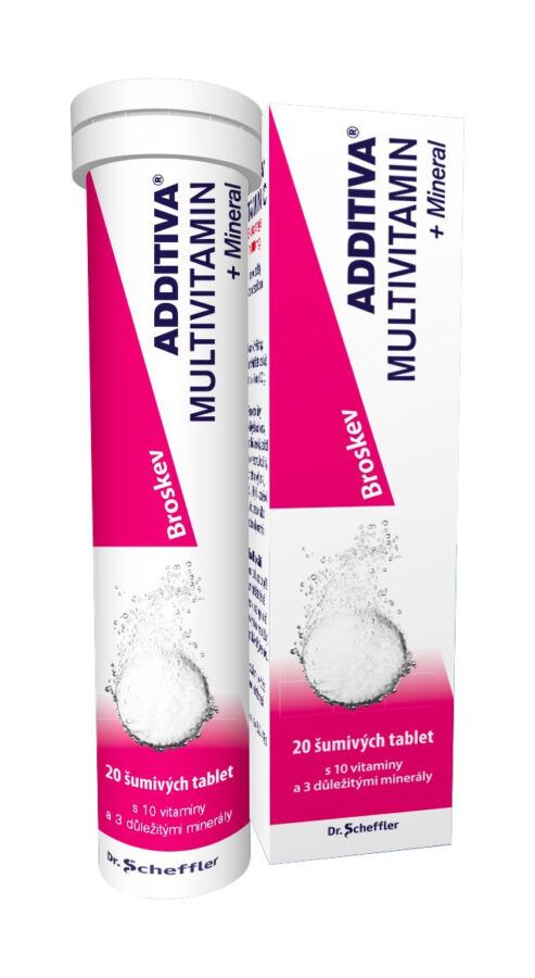 Additiva Multivitamin + Mineral broskev 20 šumivých tablet
