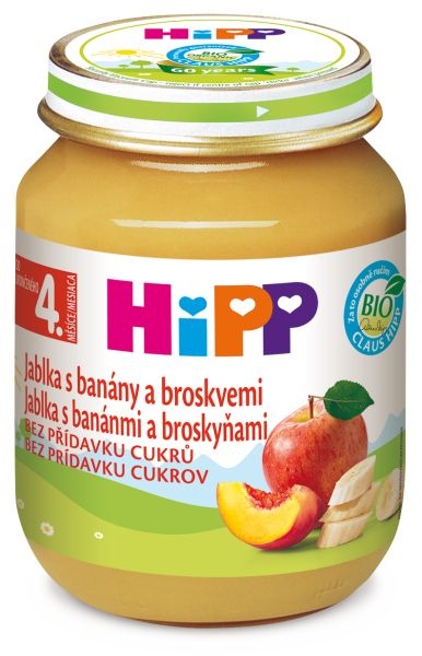 Hipp OVOCE BIO Jablka s banány a broskvemi 125 g