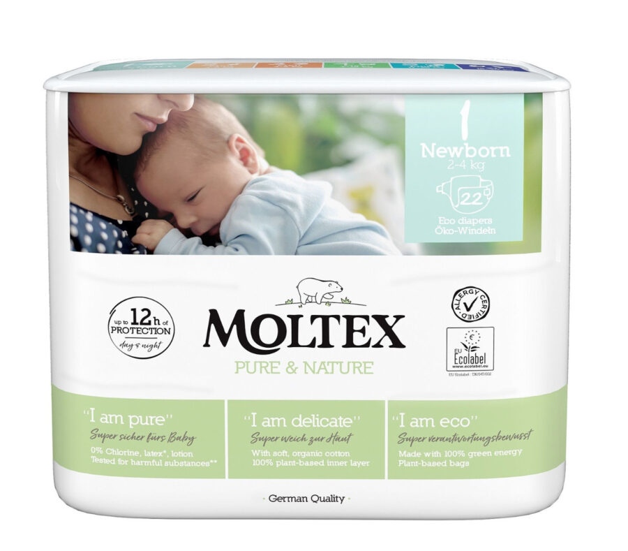 Moltex Pure & Nature Newborn 2-4 kg dětské pleny 22 ks