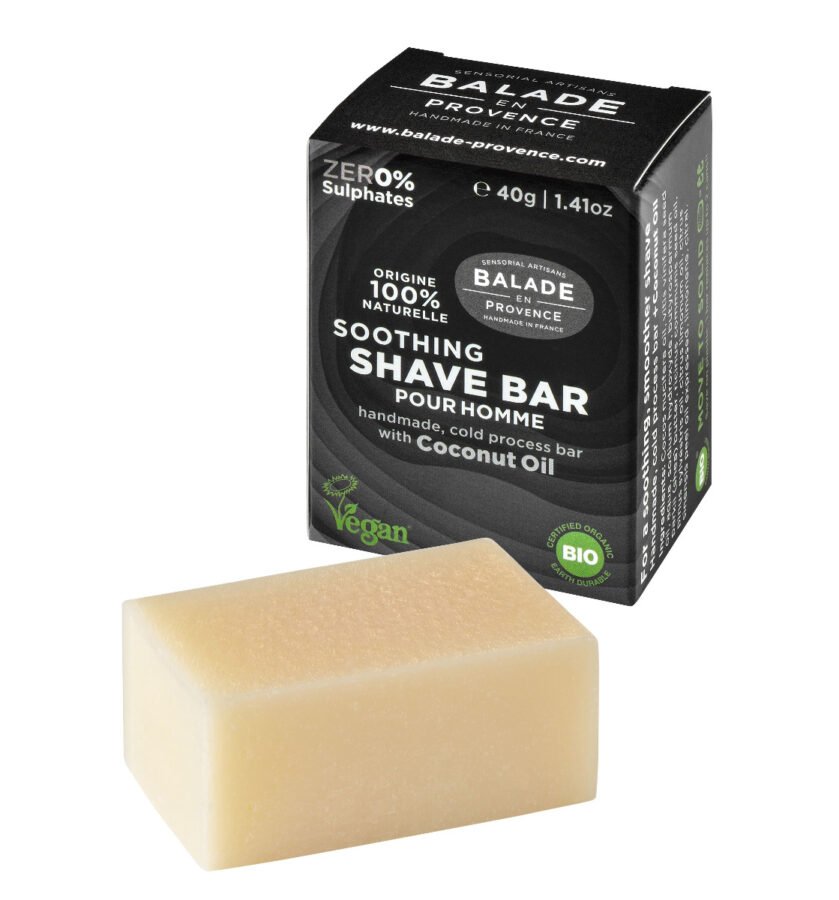 Balade en Provence Zklidňující tuhé mýdlo na holení pro muže BIO Citrus 40 g