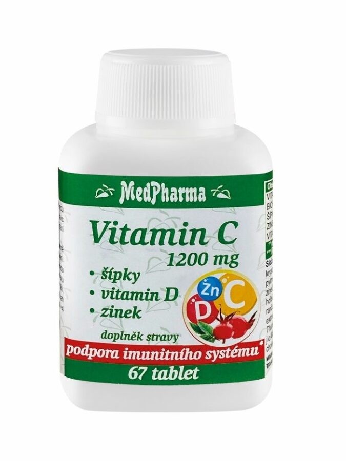 Medpharma Vitamin C 1200 mg šípky + vitamin D + zinek 67 tablet