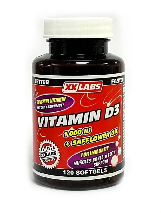Xxlabs Vitamin D3 1000 IU v oleji ze světlice barvířské 120 tobolek