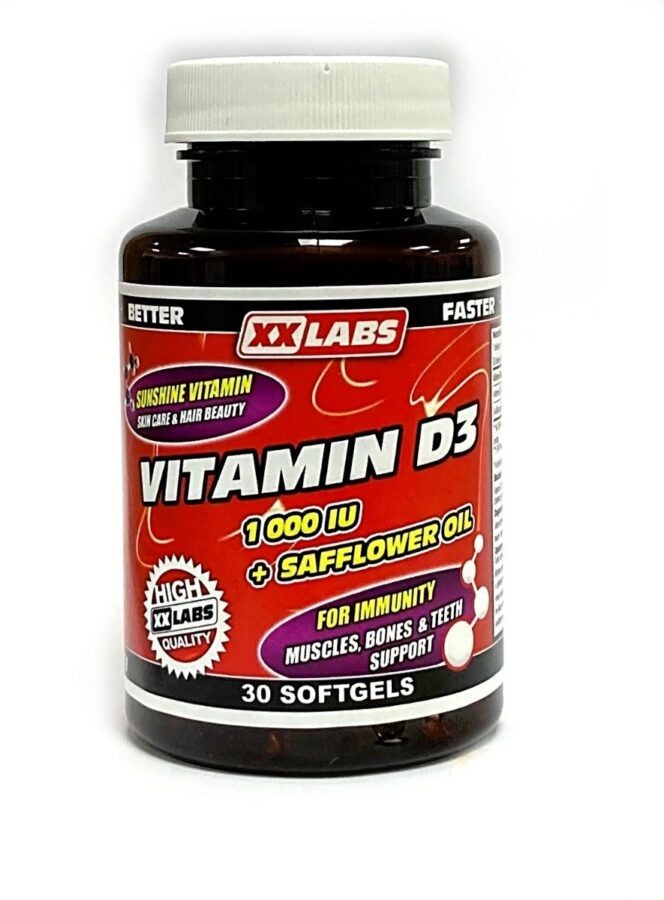 Xxlabs Vitamin D3 1000 IU v oleji ze světlice barvířské 30 tobolek