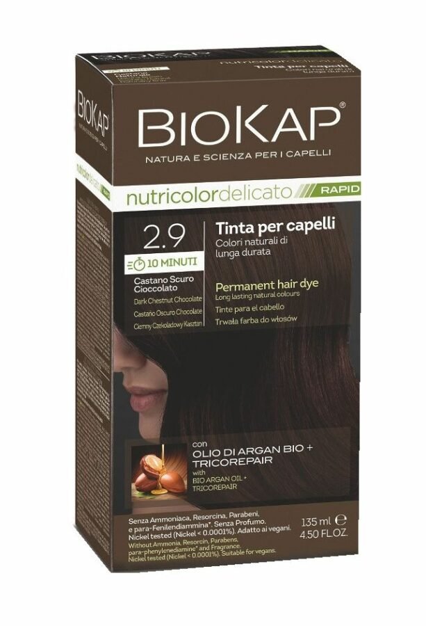 BIOKAP Nutricolor Delicato Rapid 2.9 Tmavě čokoládově kaštanová barva na vlasy 135 ml
