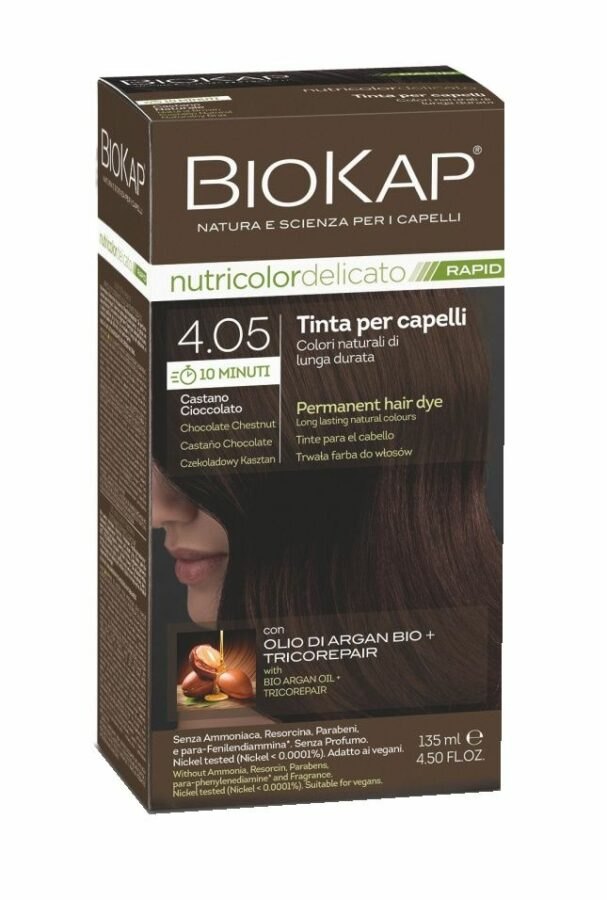 BIOKAP Nutricolor Delicato Rapid 4.05 Čokoládově kaštanová barva na vlasy 135 ml