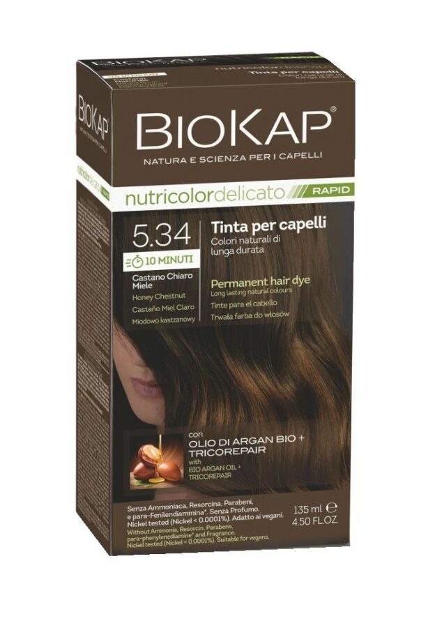 BIOKAP Nutricolor Delicato Rapid 5.34 Medově kaštanová barva na vlasy 135 ml
