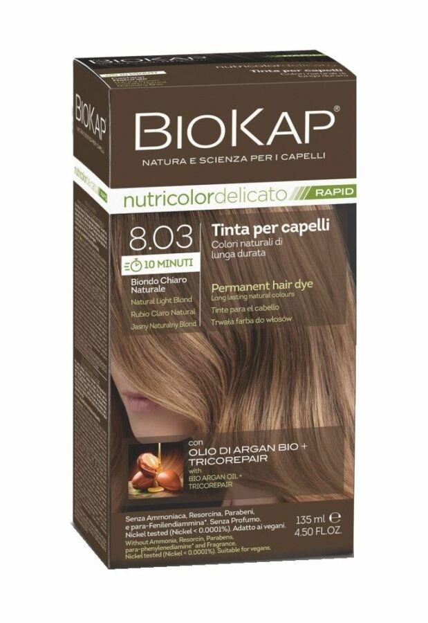 BIOKAP Nutricolor Delicato Rapid 8.03 Přírodní světlá blond barva na vlasy 135 ml