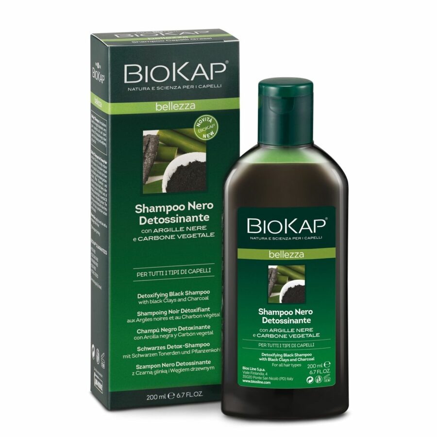BIOKAP Detoxikační šampon na vlasy s černým jílem a aktivním uhlím 200 ml