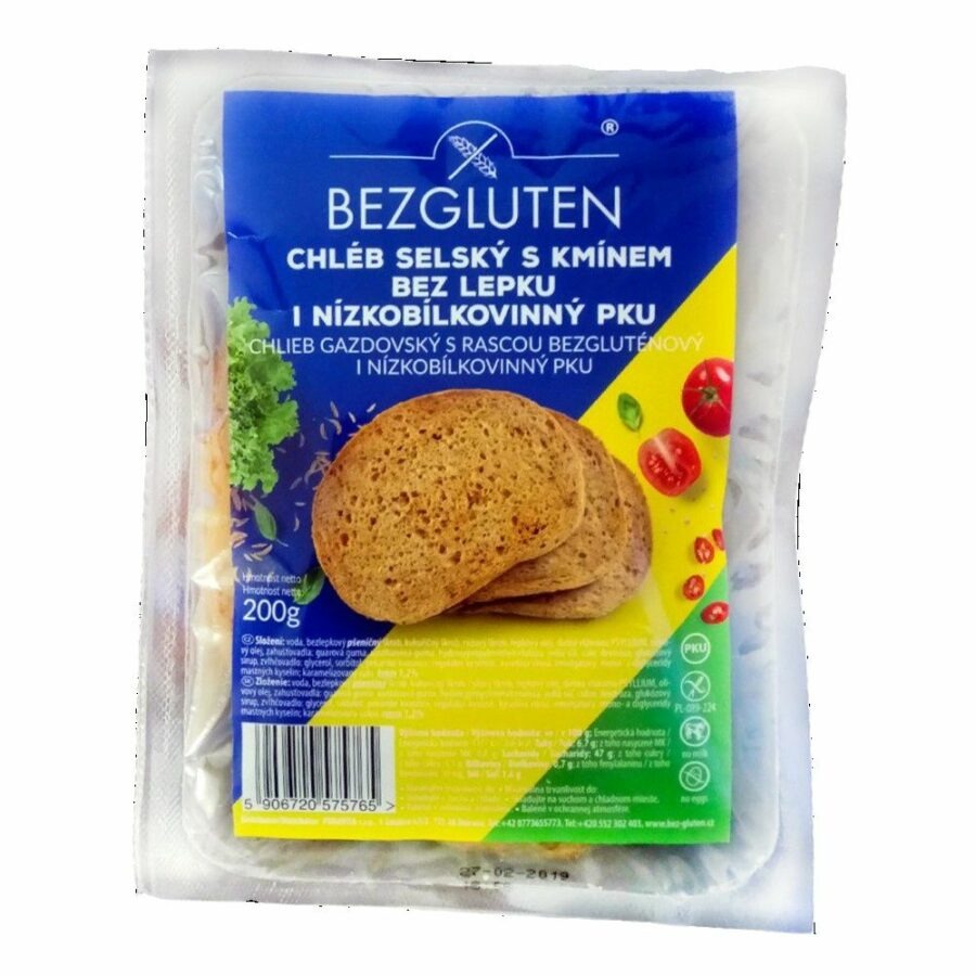 BEZGLUTEN Chléb selský kmínový bez lepku 200 g