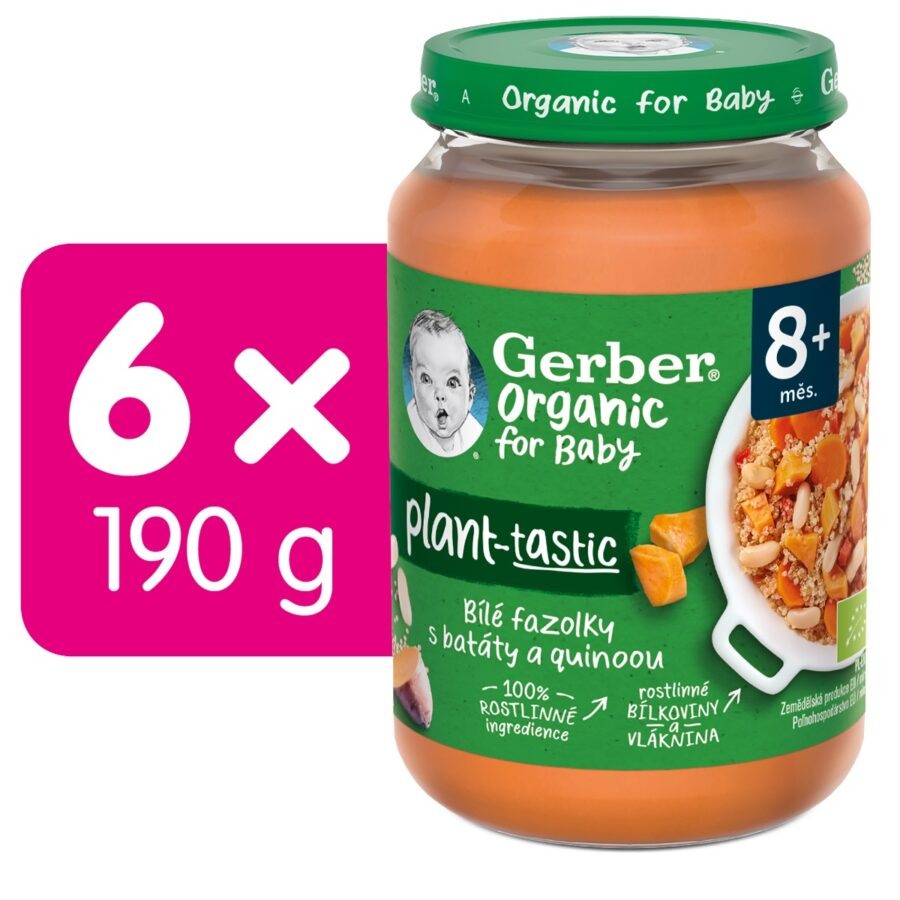 Gerber Organic for Baby Bílé fazolky s batáty a quinoou BIO 8m+ 6x190 g