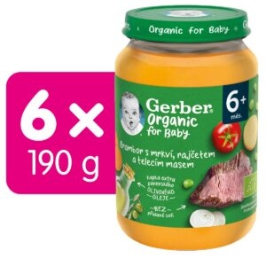 Gerber Organic for Baby Zelenina s telecím masem BIO 6m+ 6x190 g