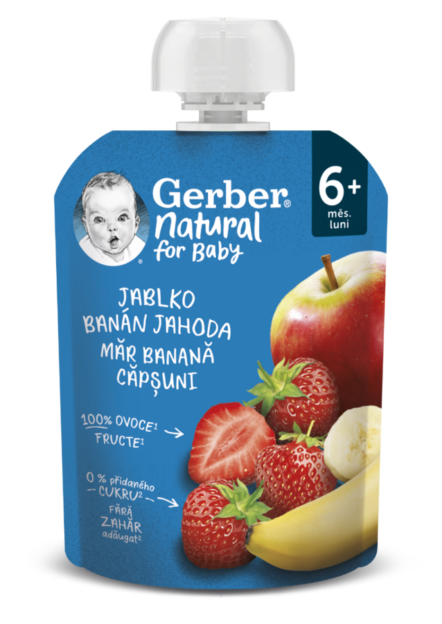 Gerber Natural for Baby Kapsička Jablko/banán/jahoda 90 g