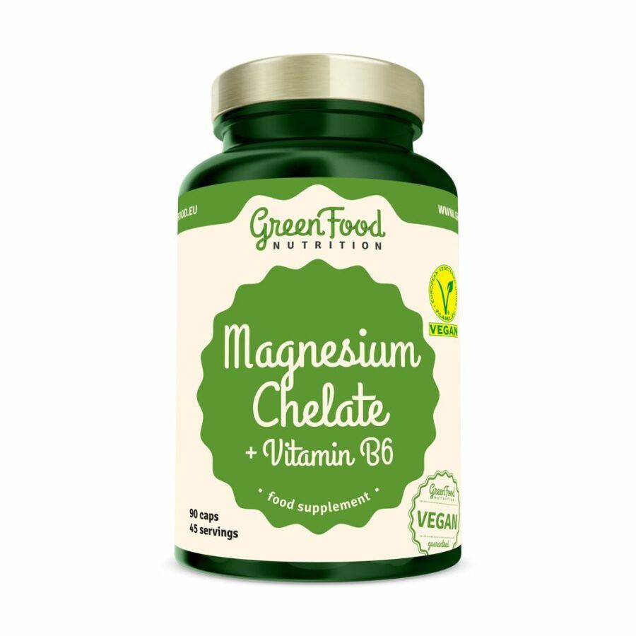 GreenFood Nutrition Magnesium Chelate + Vitamin B6 90 kapslí