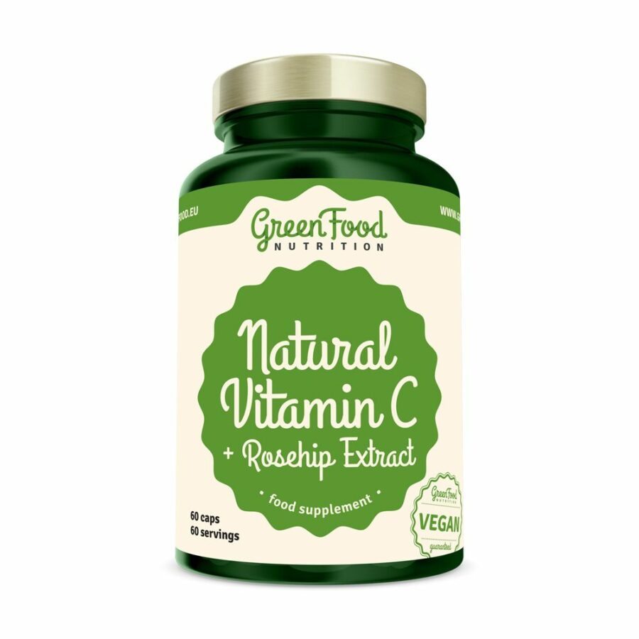 GreenFood Nutrition Natural Vitamin C + extrakt ze šípků 60 kapslí