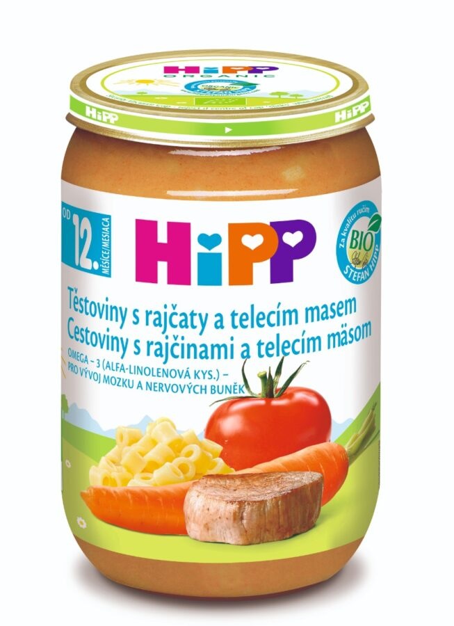 Hipp BIO Těstoviny s rajčaty a telecím masem 220 g