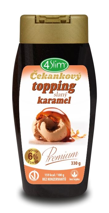 4Slim Čekankový topping slaný karamel Premium 330 g