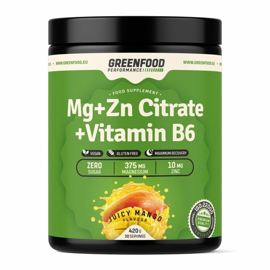 GreenFood Performance Mg + Zn Citrate + Vitamin B6 Juicy mango 420 g