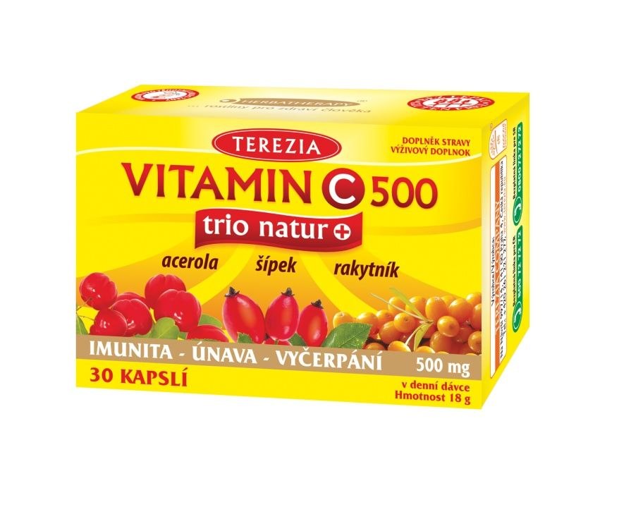 Terezia Vitamin C 500 mg TRIO NATUR+ 30 kapslí