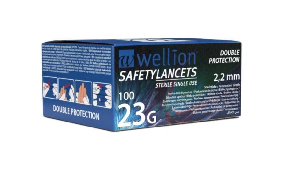 Wellion Safety Lancets 23G jehly jednorázové 100 ks