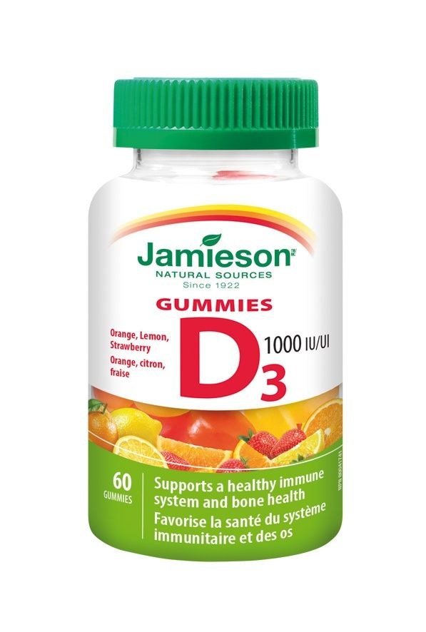 Jamieson Vitamín D3 Gummies 1000 IU 60 želatinových pastilek