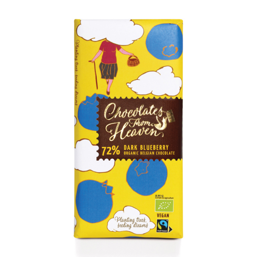 Chocolates from Heaven BIO hořká čokoláda s borůvkami 72% 100 g