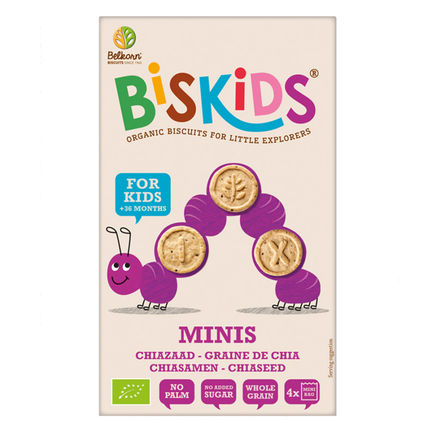 Biskids BIO dětské celozrnné mini chia sušenky 120 g